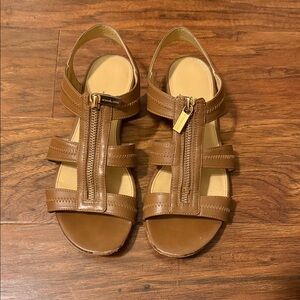 Michael Kors Tan Leather Sandals with Zipper